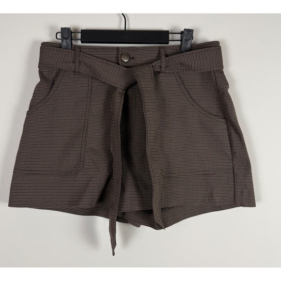 Zara Pants - ZARA‎ Brown Houndstooth Belted Shorts Women Size M